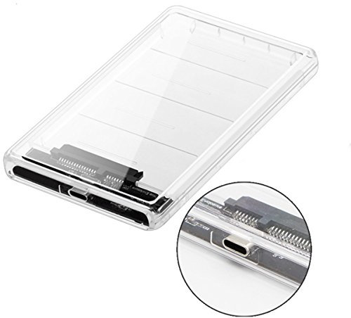 Cablecc USB-C tipo C a 2.5 pulgadas SATA SSD HDD carcasa externa transparente para portátil y PC