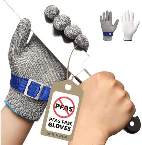 Schwer 3.0 Schnittfeste Handschuhe Edelstahl Draht Metall Mesh Arbeitshandschuhe zum Austern Shucking, Fleisch Schneiden und Peeling, L
