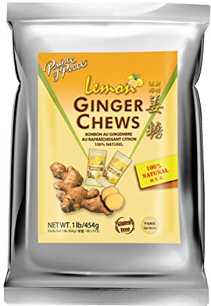 Prince of Peace Gingembre à mâcher au citron, 0,5 kg - Gingembre confit, Bonbon au citron - Gomme au gingembre au citron - Bonbons naturels