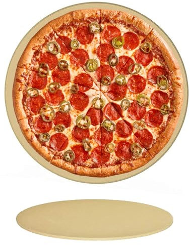 Onlyfire Heavy Duty Ceramic Pizza Grilling Stone, 15 Round Baking Stone for Best Crispy Crust Pizza, Perfect for Oven, BBQ and Grill, Thermal Shock Resistant