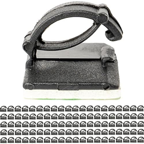 Clips de Gestion des Câbles Autocollants, 100 Pièces, Noir, Câble jusqu'à Ø 10 mm, Organisation Cable pour TV, PC, Laptop, Lan et Cables de chargement, Attache Câbles, Serre-Câbles, Sangles de câbles