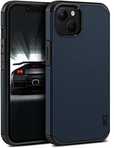 BEZ Cover iPhone 13, Custodia per iPhone 13 Rigida Protettiva con Impact [Antiurto, Assorbimento-Urto] Bumper Protezione da Cadute e Urti Posteriore, Blu Scuro