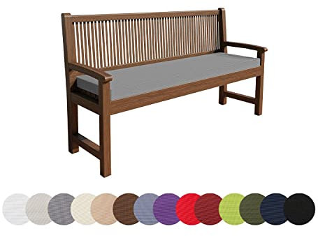 chilly pilley Bankkissen Wasserabweisend Bankauflage Bankpolster Reißverschluss mit Schlaufen Bankpolster Sitzkissen Kissen für Gartenbank Gartenbankauflage (200x50x5, Grau)