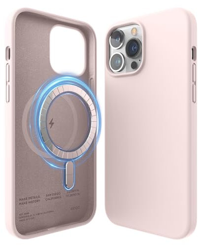 elago Magnetic Silicone Case Compatible with iPhone 13 Pro Max Case (6.7) Compatible with MagSafe, Built-in Magnets, Protective Cover, Compatible with MagSafe Accessories (Lovely Pink)