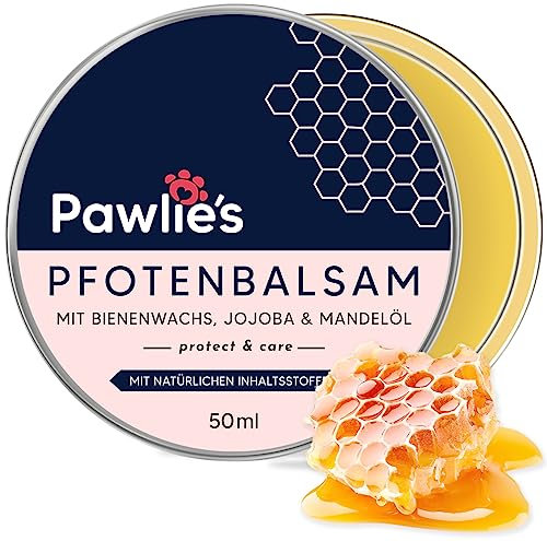 Pawlie's Pfotenbalsam Hund - Natürliche Pfotenpflege für Juckende & Rissige Pfoten & Tiernasen | Pfotenschutz Hund Winter Zubehör, Nasenbalsam, Pfotencreme, Wundsalbe, Natural Paw Balm Dog (50 ml)