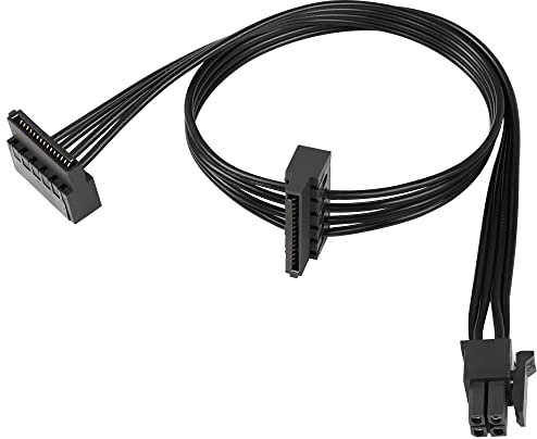 QIANRENON Mini 4 pines a 2X Cable de disco duro SATA en ángulo recto Cable de extensión de cable de alimentación SATA SSD de 4 pines 1 a 2