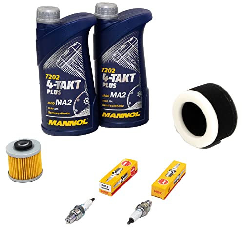 Wartungspaket Öl 2L + Luftfilter + Ölfilter + Zündkerzen für Yamaha XV 125 XV125 Virago 5AJ Baujahr 1997-2002