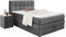 Möbel Jack Boxspringbett Polsterbett Doppelbett Hotelbett | Härtegrad H3 | Bonellfederkernbox |7-Zonen-Taschenfederkernmatratze | Kaltschaumtopper | 140x200 cm | Samt | Grau