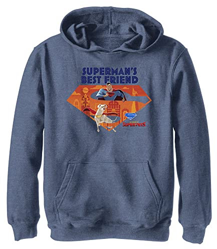 DC Comics DC Super Pets Superman's Best Friend CG Youth Pullover Hoodie Sudadera con Capucha, Azul Marino Heather, X-Large niños Unisex