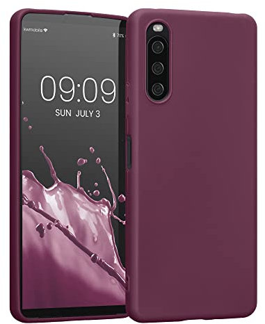 kwmobile Hülle kompatibel mit Sony Xperia 10 IV Hülle - weiches TPU Silikon Case - Cover geeignet für kabelloses Laden - Bordeaux Violett