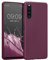 kwmobile Hülle kompatibel mit Sony Xperia 10 IV Hülle - weiches TPU Silikon Case - Cover geeignet für kabelloses Laden - Bordeaux Violett