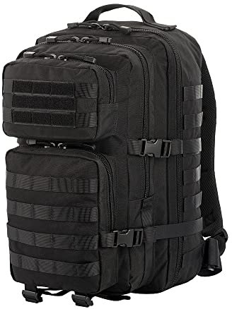M-Tac Large Assault Pack 36L – Taktischer Rucksack mit MOLLE-System, 2 Hauptfächer, Zusätzliche Reißverschlussfächer, Einstellbare Träger, Belüftungssystem, Ideal für Wanderungen, Black