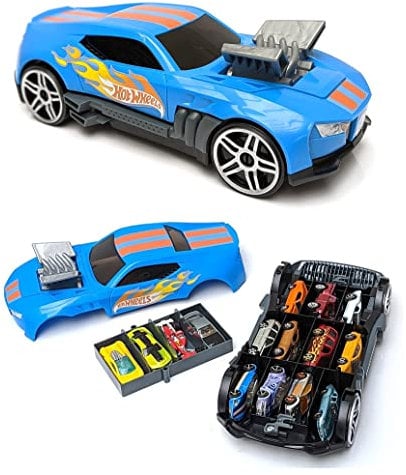 Hot Wheels Car Storage 2in1 Race N' Haul free wheel Car Storage case with Retractable Handle - Stores up to 15 cars (cars not included)