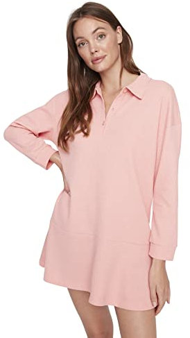 Trendyol Mini Ruffle Hem Regular Dress Robe, Poudre, L Femme