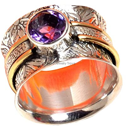 Kanika Jewelry Trove 925 Sterling Silver Amethyst Cut Handmade Ring Bands for Women & Girl