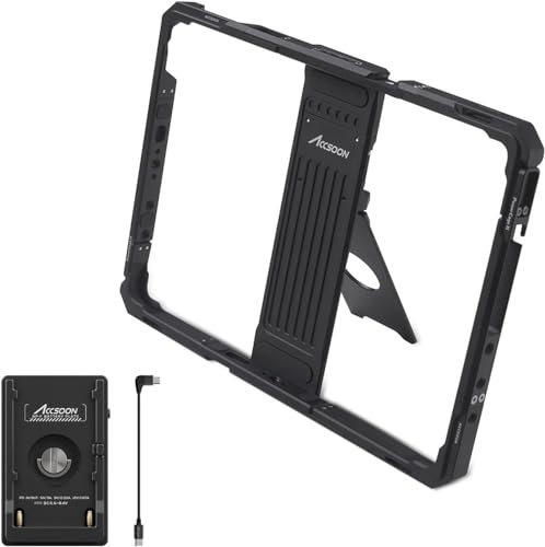 Accsoon iPad PowerCage Pro II Compatible with iPad Pro Gen 3,4,5,6 for Monitoring, with NP-F Battery Plate Adapter Keep Charged as a On-Camera Monitor Made of Aluminum Alloy Material