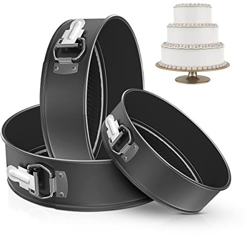 WINSOME Cake Tin Springform Pan Set (9/9½/10) Nonstick & Leakproof Baking Cake Pans with Round Removable Bottom and Quick-Release Latch for Cheesecake/Tier Wedding Cakes/Cake Decoration
