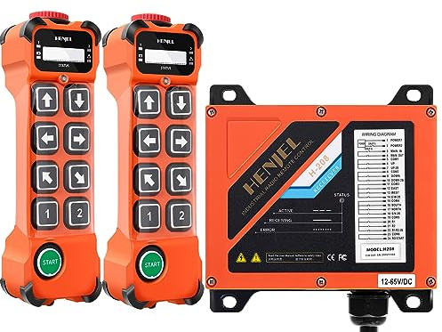 Mando a distancia inalámbrico para grúa industrial de 2 Doble Velocidad 8 botones 24V 48V 220V para polipasto eléctrico de cadena Puente grúa móvil Camión volquete 2 Transmisores y receptor 24-264V