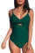 CUPSHE Damen Badeanzug V Ausschnitt Crossover Zierausschnitten Bauchweg Raffungen Einteilige Bademode Swimsuit Grün L