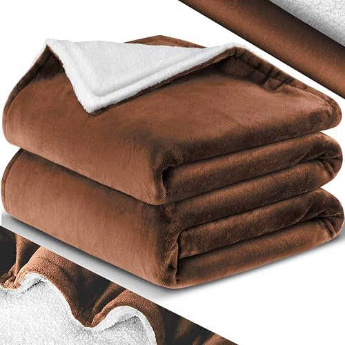 KESSER® Kuscheldecke Flauschige Sherpa Extra Weich & Warm Wohndecke Flanell Fleecedecke, Falten beständig/Anti-verfärben als Couchdecke Sofadecke oder Bettüberwurf, 150 cm x 200 cm (XL) Dunkelbraun