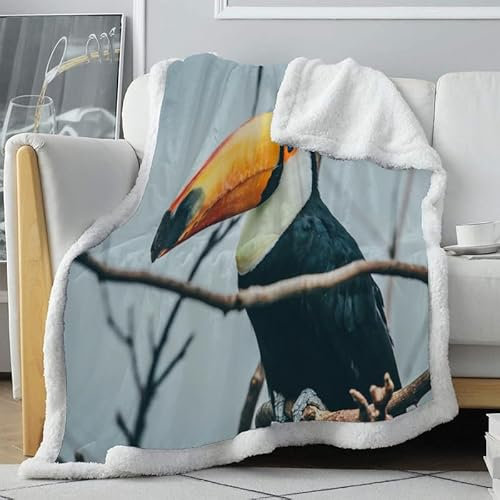 loyaltyer Decken grau, Tukan Wärmedecke Flauschig Schwere Gewichtete Fleecedecke Deko für Bett und Sofadecke Outdoor Ganzjahresdecke Hochwertige Wohndecke Große Kuscheldecke 160x240 cm