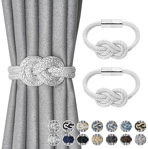 Pretty Jolly Mini magnetische Vorhang Raffhalter Nordisch Einfacher Stil Vorhang-Raffhalter Elegante dekorative Vorhang drapieren Krawatte zurück für Haus & Büro Fenster Drapery, Weiß, 2 Stück