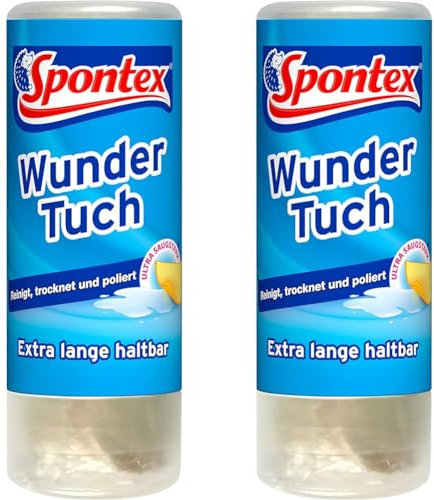SPONTEX Wundertuch, hohe Wasser- und Schmutzaufnahme, ideal für Autolack, Glas und Kacheln, reinigt Streifen- und fusselfrei, 2er Pack