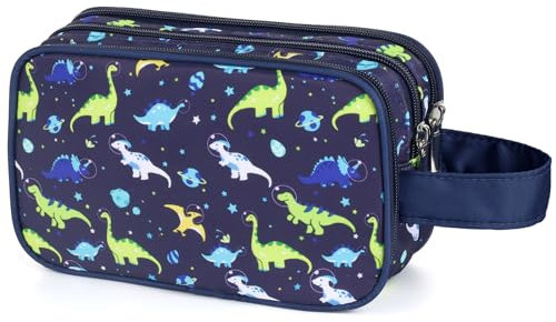 Hapycat Trousse de toilette pour enfants pour filles et garçons, Dinosaure - Bleu marine