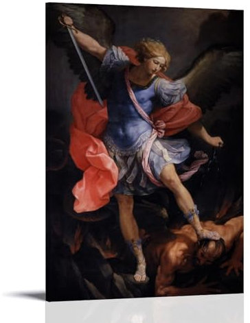 Guido Reni Malerwerke: Der Erzengel Michael besiegt Satan, Poster, Wandkunst, Gemälde, Leinwanddrucke, Kunstwerke, Schlafzimmer, Wohnzimmer, Dekoration, 30 x 45 cm