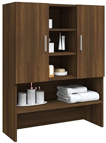BAZZI Mobile per Lavatrice Scaffale sopra Lavatrice Colonna Lavatrice Mobile Bagno Rovere Marrone 70,5x25,5x90 cm