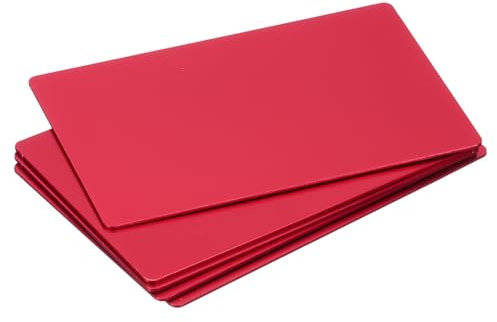 QUARKZMAN Metall Visitenkarten Lasergravur Karten DIY Gravur Blanko Karten Eloxiertes Aluminium für Haus Büro Kundengeschenk DIY Plattenkarten 86x54x1mm, Packung mit 5 (Rot)