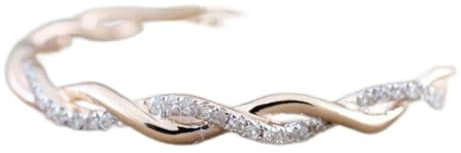 PULABO Bague pour Femme en Or Rose avec Diamants, Paires de Bijoux Fantaisie, Bijoux Fantaisie pour Femme, Or Rose, 7 EU, Portable et utile rentable