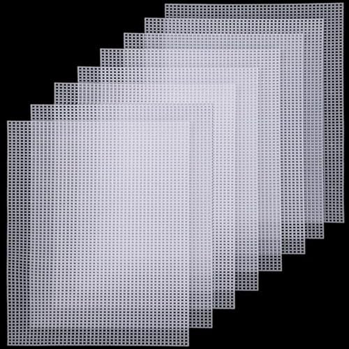 Bekeify Aida Stoff 8 Stück Weiß Plastic Canvas Sheets Kreuzstich Plastic Sheet Plastik Gitter Lochplatte Kunststoff Zum Basteln Diy-Häkelprojekte Diy Bag Crochet Sticken Basteln 33x20cm (13x7.9in)