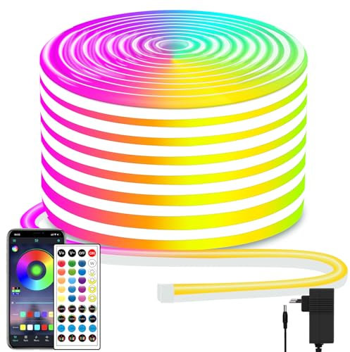segrass LED neon Lights Strip,DC 24V 15M RGB LED neon Light Strip APP Fernbedienungen Steuerung Flexible Waterproof Neon LED Strip Lights for Bedroom,Spielzimmer,Outdoors Décor