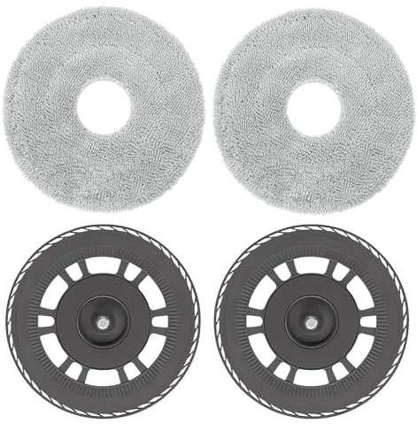 Mop Pads with Mop Plates Replacement Parts for Dreame L10S Pro Ultra Heat / L10S Ultra Gen 2 / L20 Ultra / L40 Ultra / X40 Ultra / X40 Master / X30 Ultra / Mova E30 Ultra Robot Vacuum Cleaner (2+2
