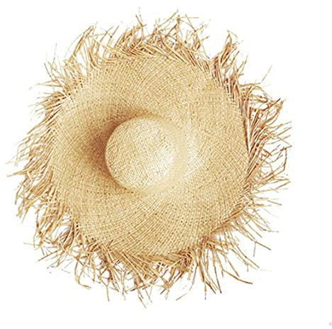 Chapeaux de Paille en Raphia Vintage Large Large Chapeau de Soleil Solide Frange Large Bord Chapeaux de Plage pour Femmes M Chapeau de Paille Chapeau de Soleil Disquette Pliable Casquette UV Chapeau d