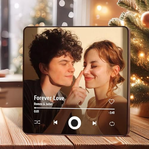 Personalisierter Spotify Fotomagnet Personalisierte Album Musik Kühlschrankmagnet Selbst Gestalten können Lieder Spielen Dekoration Geschenk für Paare Weihnachten Valentinstag, 4.0 Verbessert