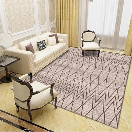 RUGMRZ Teppich Mit Muster Auslegware Teppichboden Grau einfache Linie Dekoration Wohnzimmer Schlafzimmer Teppich verschleißfest Non-Fading Mädchen Teppich 180X250CM
