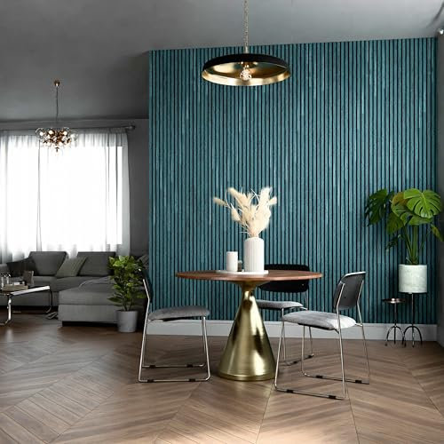 Lot de 2 Panneaux Tasseaux Bois - Bleu Oxyde Feutre Noir - 2,88 m², 2500 x 600 mm, Mon Marché Déco
