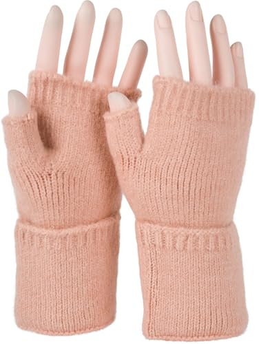 styleBREAKER Damen Fingerlose Strickhandschuhe Elastischer Bund | 16,5x9 cm Maß, 9 cm breites Bündchen, 4 cm Daumenlänge. Smartphone-Bedienung möglich. Einheitsgröße für Erwachsene, wärmend.