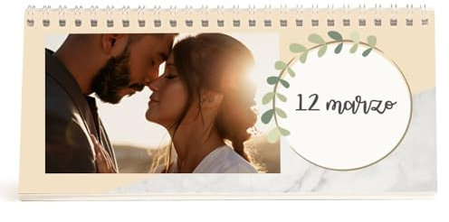 Wanapix | Personalisierter Tischkalender 2025 quer | Auf Deutsch | Fotokalender zum aufstellen | Rechteckiger - 25,5x14,2 cm | Braun