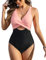 FemiChic Costume Intero Donna Contenitivo Costumi da Bagno Interi Curvy Taglie Forti Pancia Piatta Mare Piscina Modellante Push up Imbottito Un Pezzo(Rosa,M)