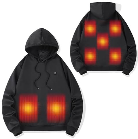 2025 Testsieger Beheizbare Hoodie Damen Beheizbare Pullover Herren Damen Langarm Baumwolle Beheizte Kapuzenpullover USB Elektrisch Beheizbare Sweatershirt mit Kapuze Erwachsene Bluse Tops Mantel