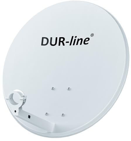 DUR-line EASYTENNE 60 - Satellitenschüssel (digital Sat Anlage, Antenne mit Masthalterung, vorbereitet für die Aufnahme eines 40 mm LNB) 60 cm Spiegel, Hellgrau