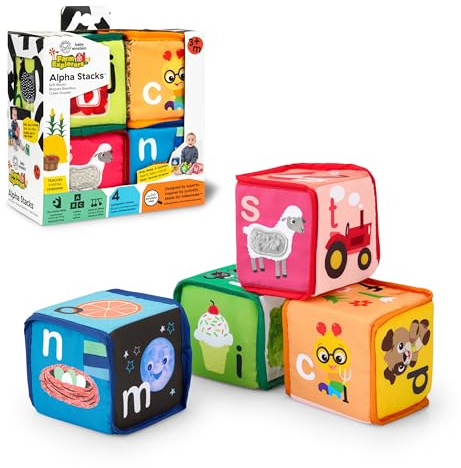 Baby Einstein Alpha Stacks Weiche Bauklötze, multisensorisch und leicht, für Kinder ab 3 Monaten und älter