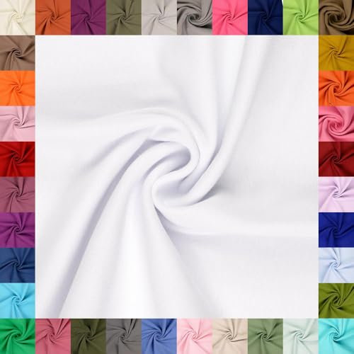 fingsi Stoffe Mira Bündchenstoff Feinstrick Schlauchware Coupon Uni - 34cm Schlauchbreite - 95% Baumwolle, 5% Elasthan (40. Weiß 0,5m)