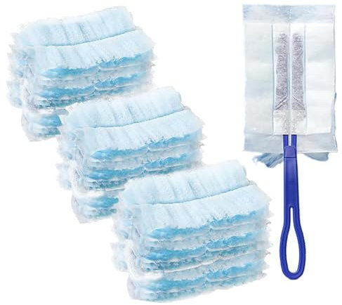 30 Pcs Flash Dust Magnet, Blue Dust Magnet Refills, Disposable Fluffy Dusters Refills, Superfine Dust Magnet Starter Kit with Handle for Cleaning Home, Furniture, Offices, Blinds, Car