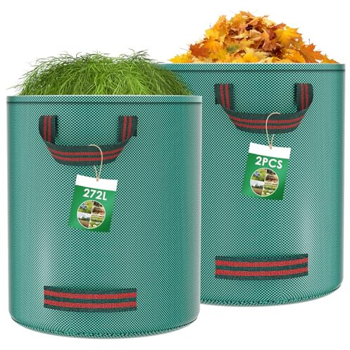 Diealles Shine 2X 272L Gartenabfallsack, Gartensack mit 4 Griffe, Selbststehend, Wasserdicht, Laubsack Haltbar Korrosionsbeständig für Gartenabfälle und Grünschnitt, Grün
