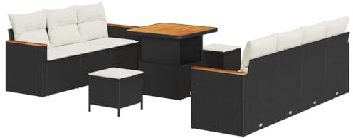 vidaXL Gartensofa-Set 10 STK. Schwarz Poly-Rattan