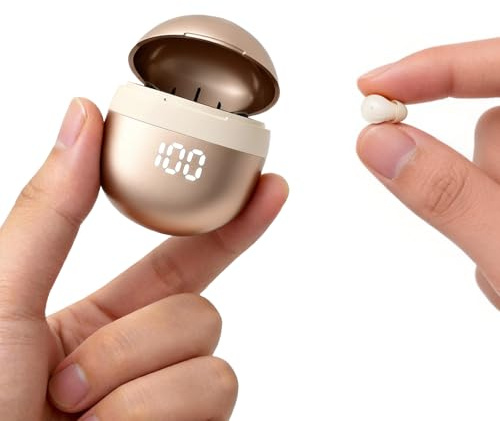 Invisible Mini Small Earbuds Wireless Hidden Earphones for Small Ears | Bluetooth In Ear Buds Soft Tiny Headphones ENC Noise Cancelling for iPhone Android Sleep Work Commuting Audiobooks (Nude)